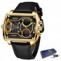 Gold_Brand FOX 2021 Watches For Men Luxury Brand Sport Leather Watch Men Quartz Wristwatch Waterproo