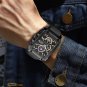 Gold red_Sport Chronograph Quartz Watch for Men Fashion Silicone Strap Square Dial Date Wristwatch 3