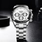 Silver black_Business Mens Watches Top Brand Luxury Watch For Men Stainless Steel Waterproof Quartz