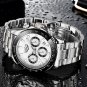 Silver black_Business Mens Watches Top Brand Luxury Watch For Men Stainless Steel Waterproof Quartz
