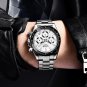 Silver white_Business Mens Watches Top Brand Luxury Watch For Men Stainless Steel Waterproof Quartz