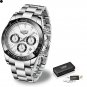 Silver white_Business Mens Watches Top Brand Luxury Watch For Men Stainless Steel Waterproof Quartz