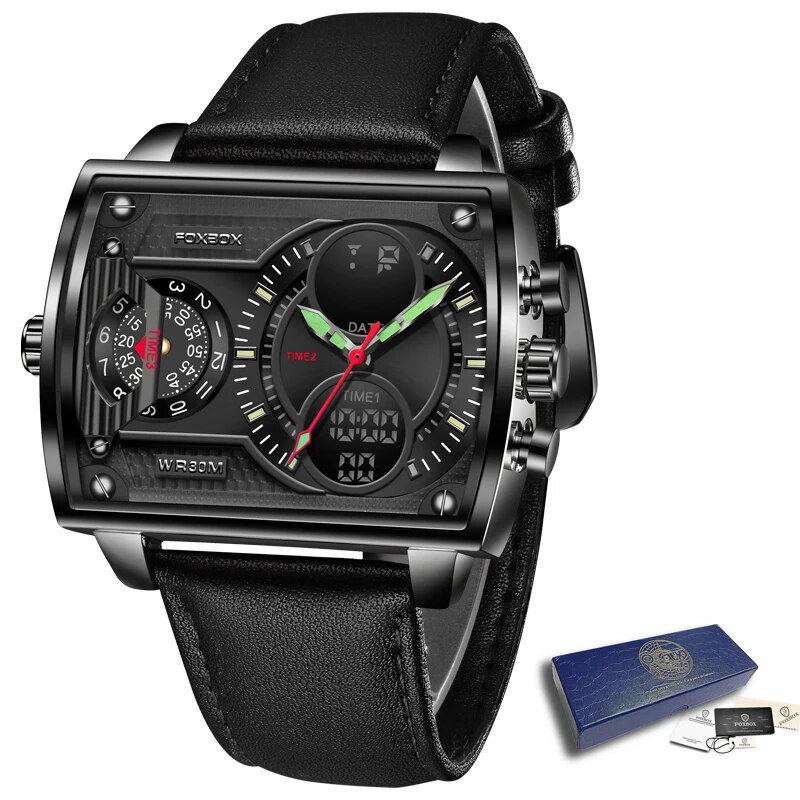 Black L_Watches For Men FOX Luxury Brand Sport Wristwatch Waterproof Military Quartz Digital Clock M