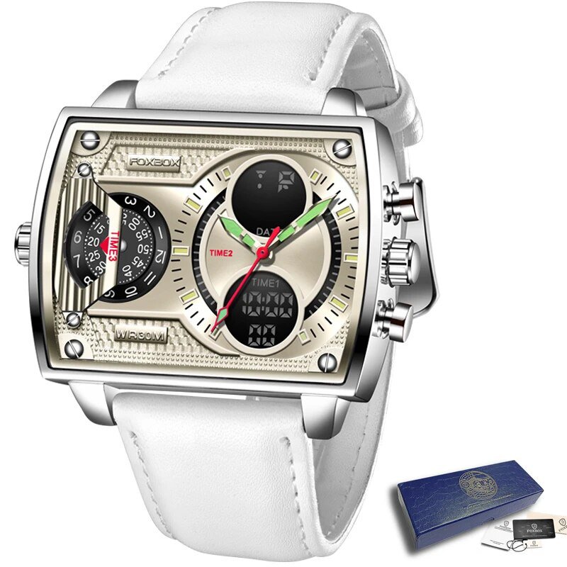 White L_Watches For Men FOX Luxury Brand Sport Wristwatch Waterproof Military Quartz Digital Clock M
