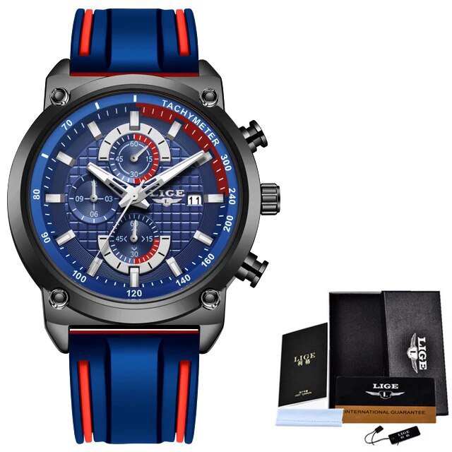 Silver blue_Watch Top Brand Mens Watches With Chronograph Sports Waterproof Clock Man Watches Milita