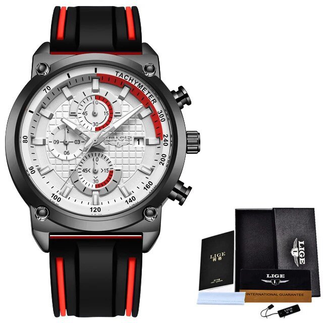 Silver white_Watch Top Brand Mens Watches With Chronograph Sports Waterproof Clock Man Watches Milit