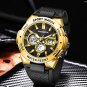 Silver green_Luxury LCD Display Men Wristwatches Luminous Sport Man Watch Waterproof Military Quartz