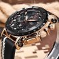 Gold black_Fashion Big Dial Leather Mens Watches Top Brand Luxury Quartz Watch For Men Military Wate
