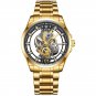 Gold black steel_2023  Men Watch Skeleton Automatic Quartz Watch Gold Skeleton Vintage Man Watch Men