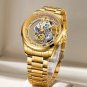 Silver blue L_2023  Men Watch Skeleton Automatic Quartz Watch Gold Skeleton Vintage Man Watch Mens W