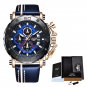 Rose gold blue_2020   Mens Watches Top Brand Luxury Big Dial Military Quartz Watch Leather Waterproo