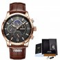 Rose gold black_Men Watches 2022  Fashion Leather Waterproof Luminous Top Brand Luxury Mens Quartz W