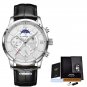 Silver white_Men Watches 2022  Fashion Leather Waterproof Luminous Top Brand Luxury Mens Quartz Wris
