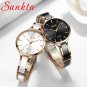 Rose gold white_SUNKTA  Women Watch Ceramic Watch Women Simple Diamond Clock Casual Fashion Watch Wa