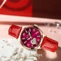 red_Sunkta Women Watches Leather Band Luxury Quartz Watch Waterproof Fashion Creative Wristwatch For
