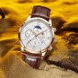 Rose gold white_2022  Mens Watches Top Brand Luxury Watch For Men Casual Leathe 24Hour Moon Phase Cl