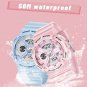 blue_Sport Women Quartz Digital Watch Creative Diving Watch Ladies Waterproof Alarm Watch Dual Displ