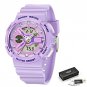 purple_Sport Women Quartz Digital Watch Creative Diving Watch Ladies Waterproof Alarm Watch Dual Dis