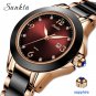 Rose gold red_Montre Brand SUNKTA Fashion Watch Women Luxury Ceramic And Alloy Bracelet Analog Wom