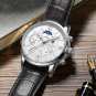 Rose gold black_2022  Moon phase Mens Watches  Top Brand Leather Waterproof Automatic Date Quartz Wa