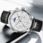 Silver black_2022  Moon phase Mens Watches  Top Brand Leather Waterproof Automatic Date Quartz Watch