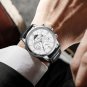 Silver white_2022  Moon phase Mens Watches  Top Brand Leather Waterproof Automatic Date Quartz Watch
