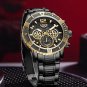Black gold_Sport Chronograph Mens Watches Top Brand Luxury Full Steel Quartz Clock Waterproof Big D