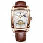 Gold white_2023 Men Automatic Mechanical Watch Men Luxury Tourbillon Square Leather Sport Watch Lumi