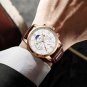 All black_2022 Top Brand Luxury casual Watches Leather strap Moon Phase Men clock Waterproof Luminou