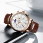 silver white_2022 Top Brand Luxury casual Watches Leather strap Moon Phase Men clock Waterproof Lumi