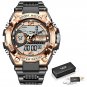 Gold black_2021 Luxury Mens Sport Watches Military Waterproof Digital Alarm Chronograph Quartz Wrist
