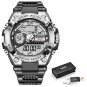 Silver black_2021 Luxury Mens Sport Watches Military Waterproof Digital Alarm Chronograph Quartz Wri