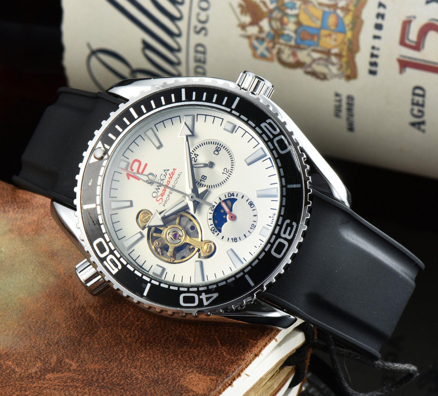 15_Automatic Mechanical Watch Oujia 3-Pin Flywheel Seahorse Automatic Mechanical Watch Steel Band