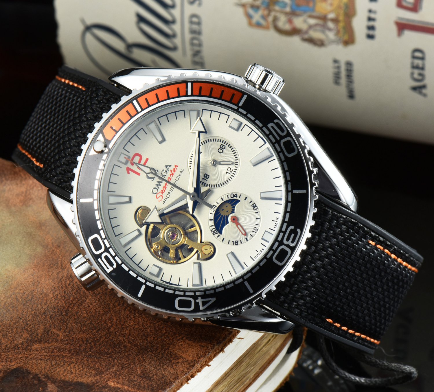 18_Automatic Mechanical Watch Oujia 3-Pin Flywheel Seahorse Automatic Mechanical Watch Steel Band