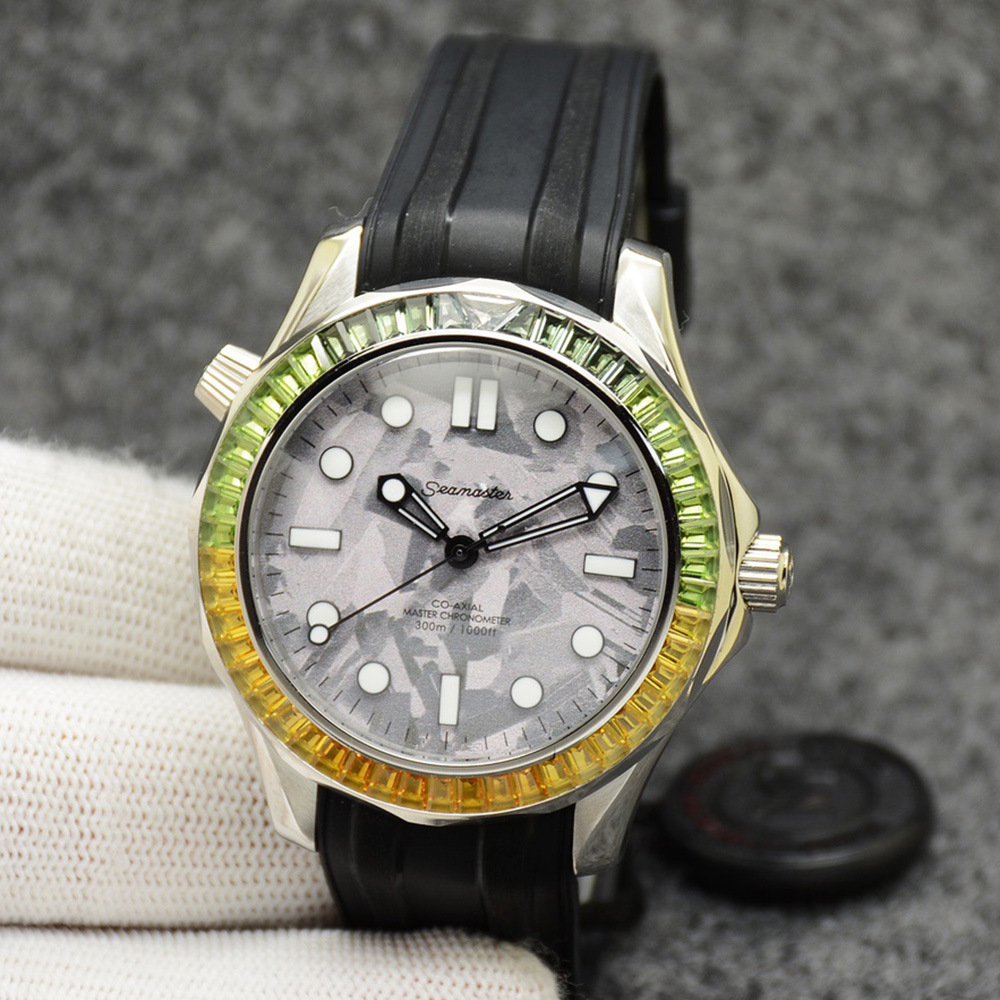 4_Automatic Mechanical Watch European Haima 300 Colored Diamond Ring Three-Pin Automatic Mechanical 