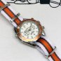 Orange Ring White Three-Color Cloth Belt_Quartz Watch European Hippocampus 5 Orange Ring White Face 