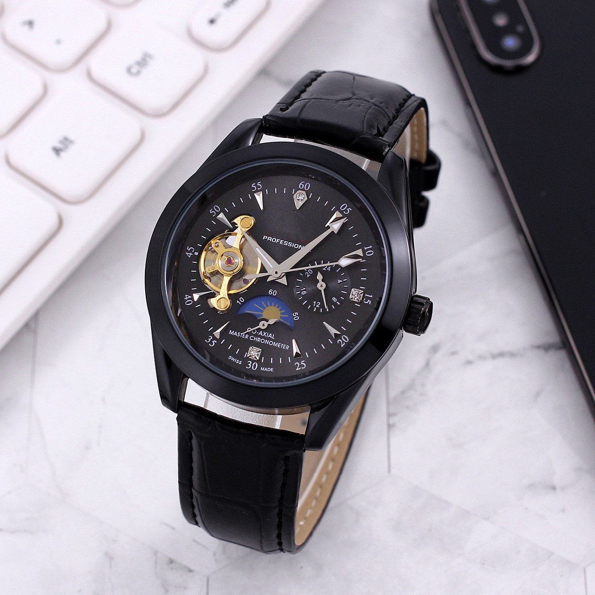 1_Automatic Mechanical Watch European Automatic Mechanical Tourbillon Chronograph Men's Watch