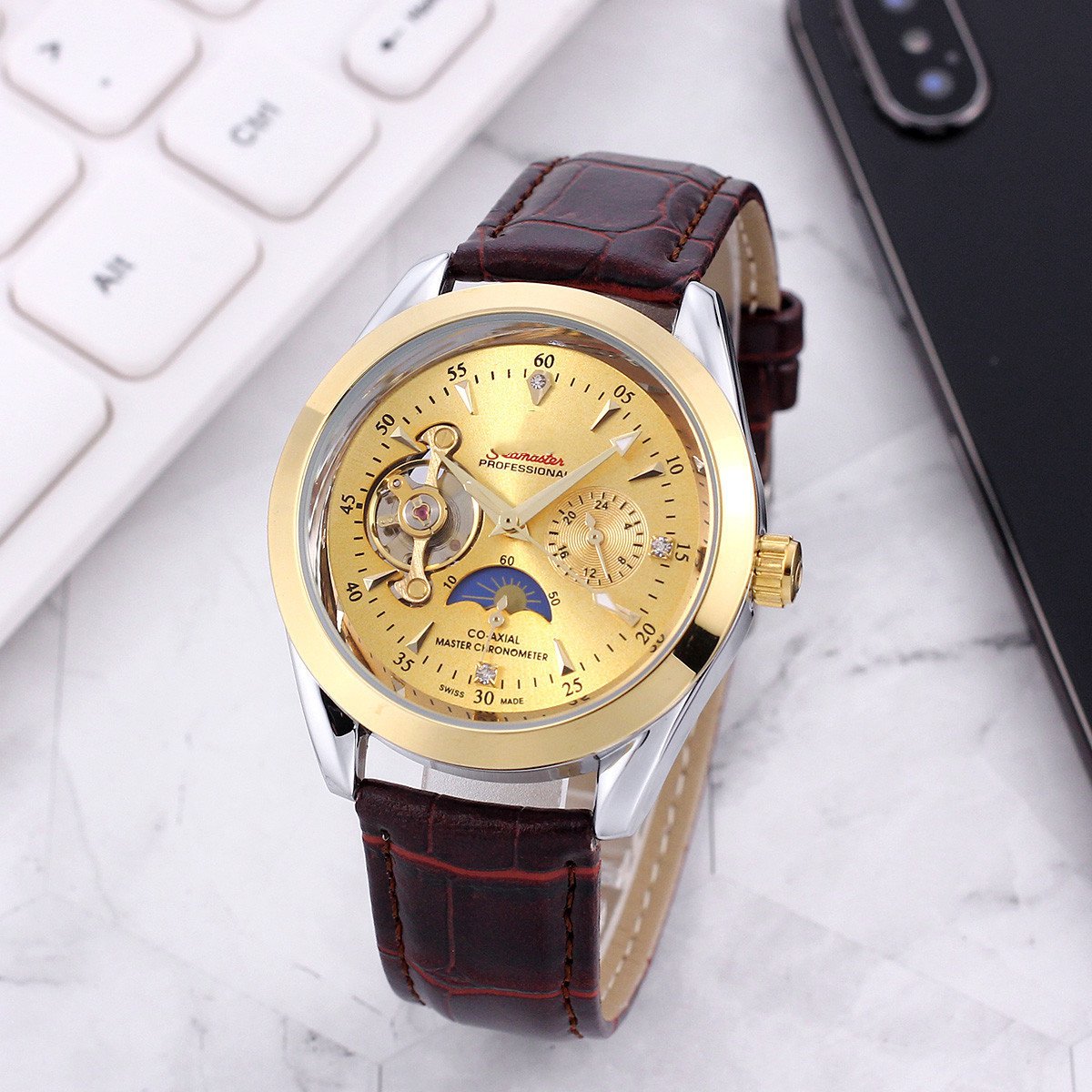 2_Automatic Mechanical Watch European Automatic Mechanical Tourbillon Chronograph Men's Watch