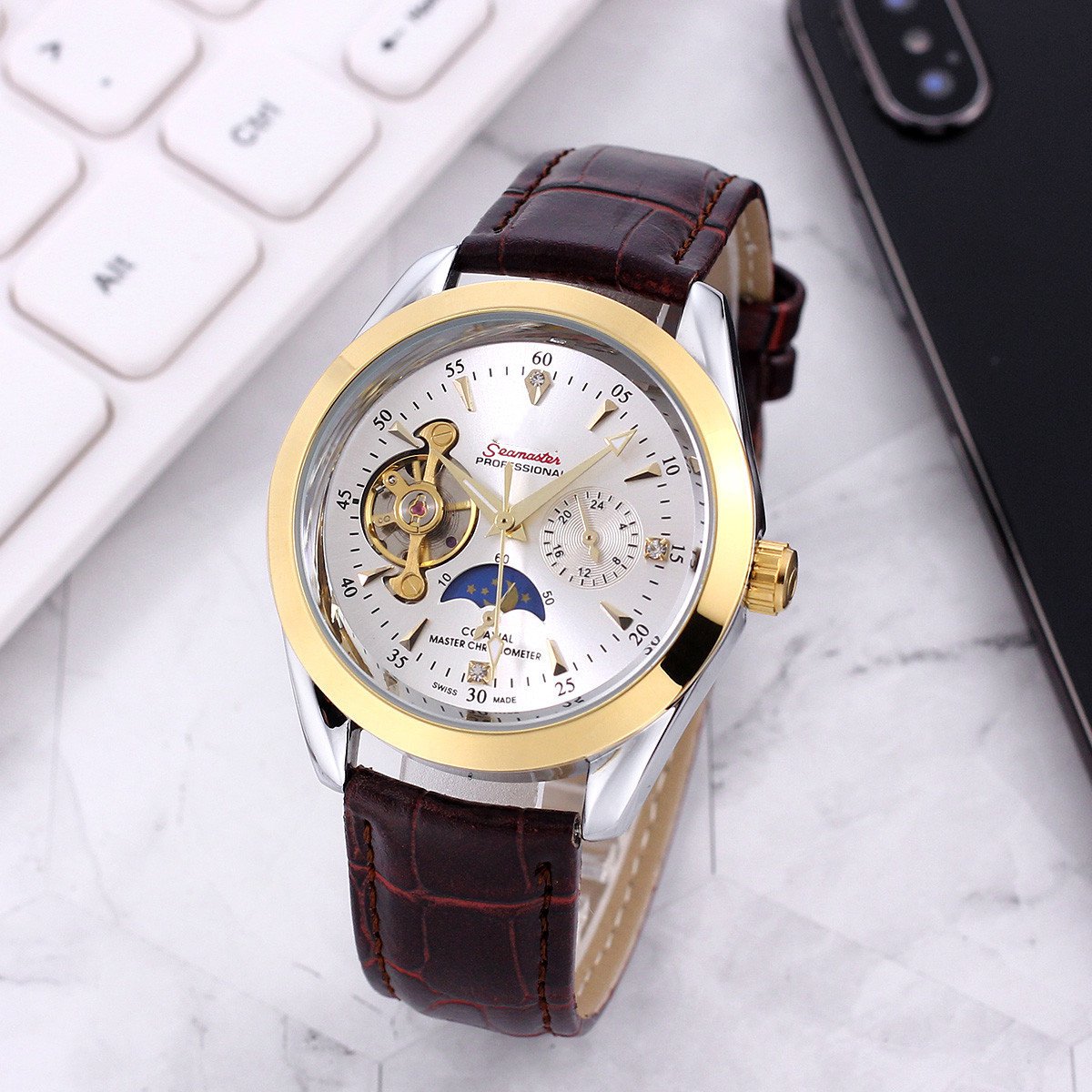 3_Automatic Mechanical Watch European Automatic Mechanical Tourbillon Chronograph Men's Watch