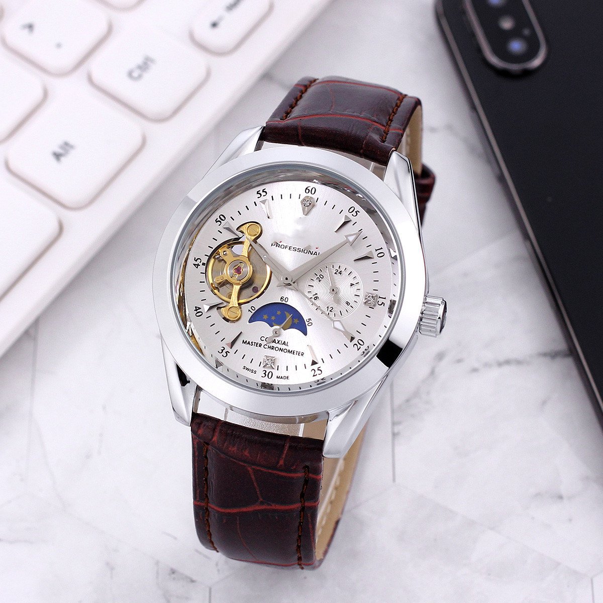 5_Automatic Mechanical Watch European Automatic Mechanical Tourbillon Chronograph Men's Watch