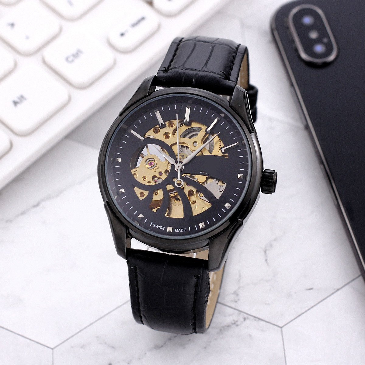 3_Automatic Mechanical Watch European Hippocampus Hollow Three-Needle Full-Function Mechanical Autom