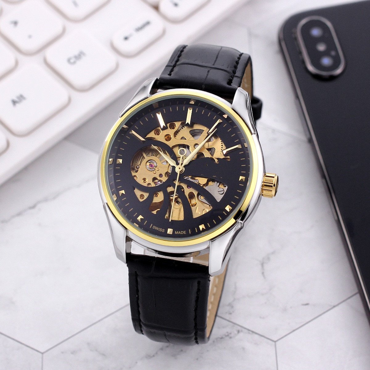 6_Automatic Mechanical Watch European Hippocampus Hollow Three-Needle Full-Function Mechanical Autom