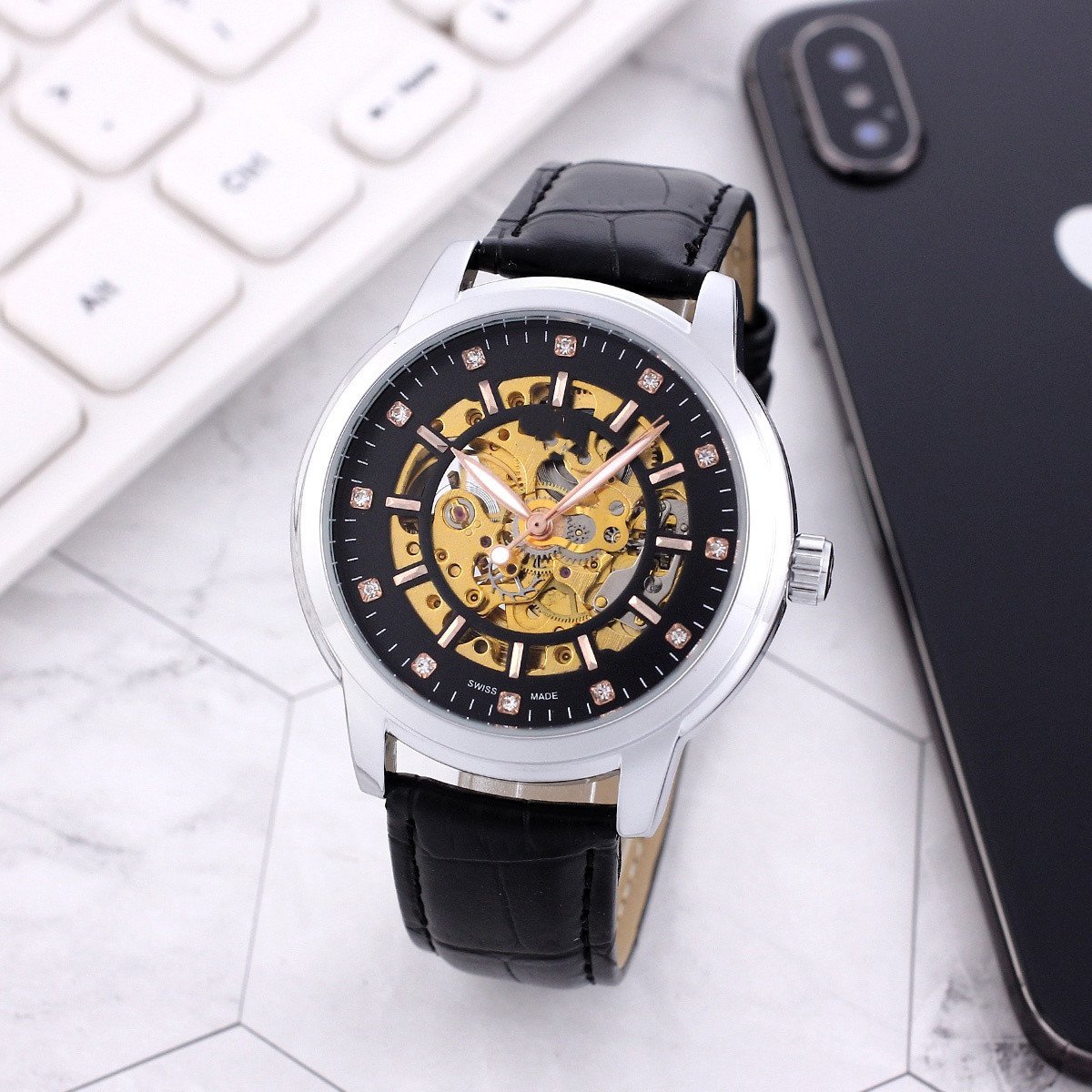 6_Automatic Mechanical Watch European Hippocampus Hollow Dial Men's Steel Band Mechanical Watch