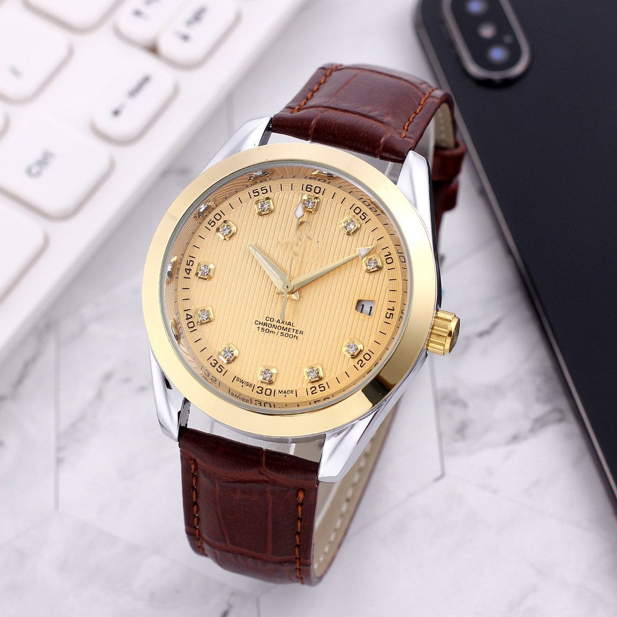 2_Automatic Mechanical Watch European Brand Flower Men's Mechanical Watch Trend Three-Pin