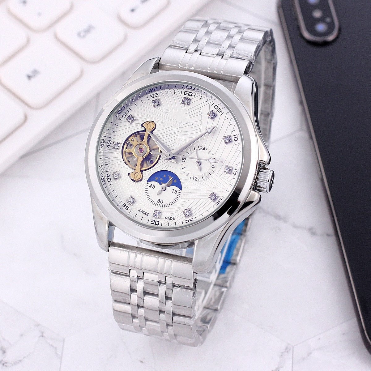 11_Automatic Mechanical Watch European Star Steel Belt Automatic Mechanical Men's Watch