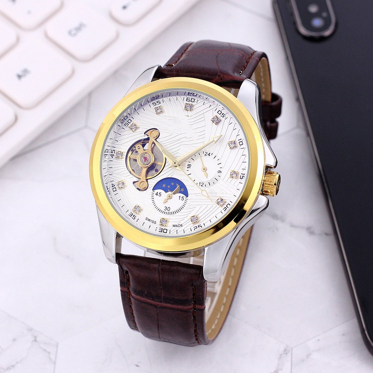 3_Automatic Mechanical Watch European Star Steel Belt Automatic Mechanical Men's Watch
