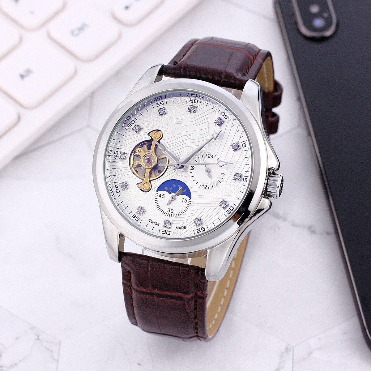 5_Automatic Mechanical Watch European Star Steel Belt Automatic Mechanical Men's Watch