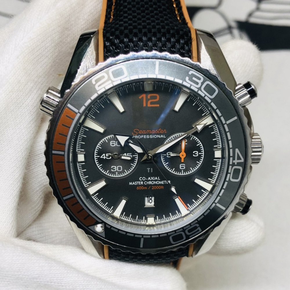 Orange Gray_Automatic Mechanical Watch European Hippocampus Five-Needle Orange Grey Automatic Mechan
