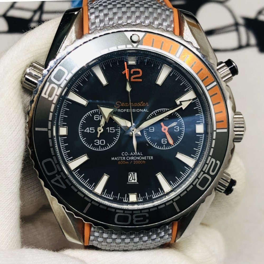 Orange Black_Automatic Mechanical Watch European Hippocampus Five-Needle Orange Black Automatic Mech