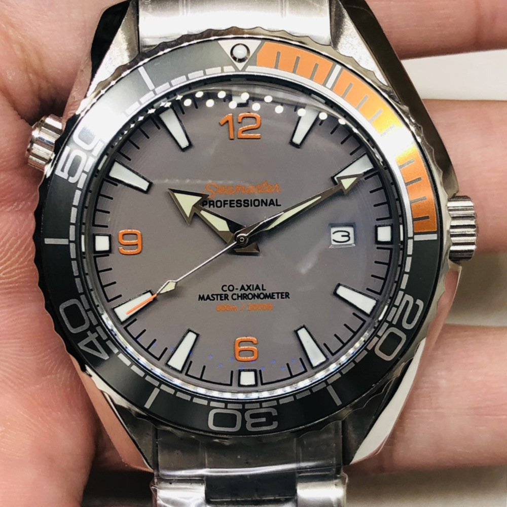 Gray Orange Ring Gray Surface Orange 41Mm_Automatic Mechanical Watch European Seahorse Three-Needle 